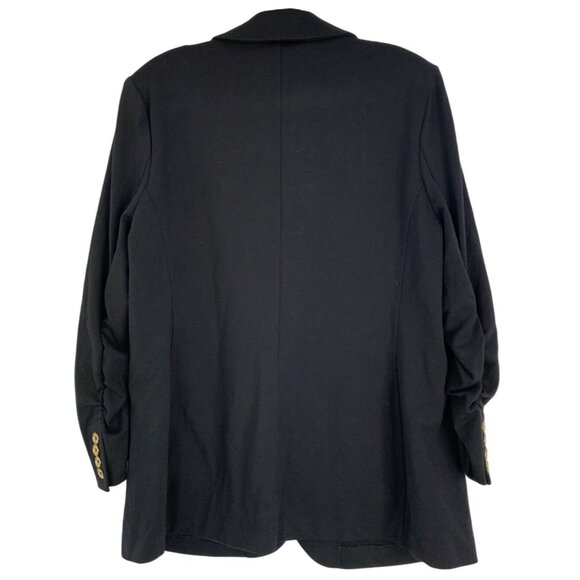 Michael Kors Womens Scrunch Sleeve Black Blazer L 3/4 Sleeve Gold RJ10618 - Picture 7 of 9